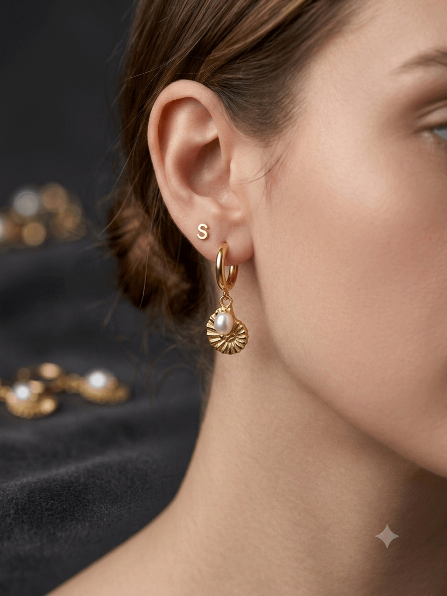 Beach Charm Bali Earrings | Tropical-Inspired Gold Bali Hoops