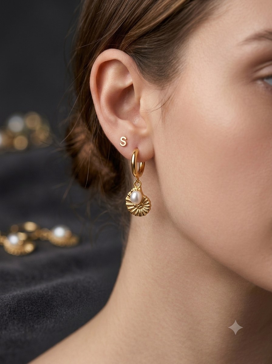 Beach Charm Bali Earrings | Tropical-Inspired Gold Bali Hoops