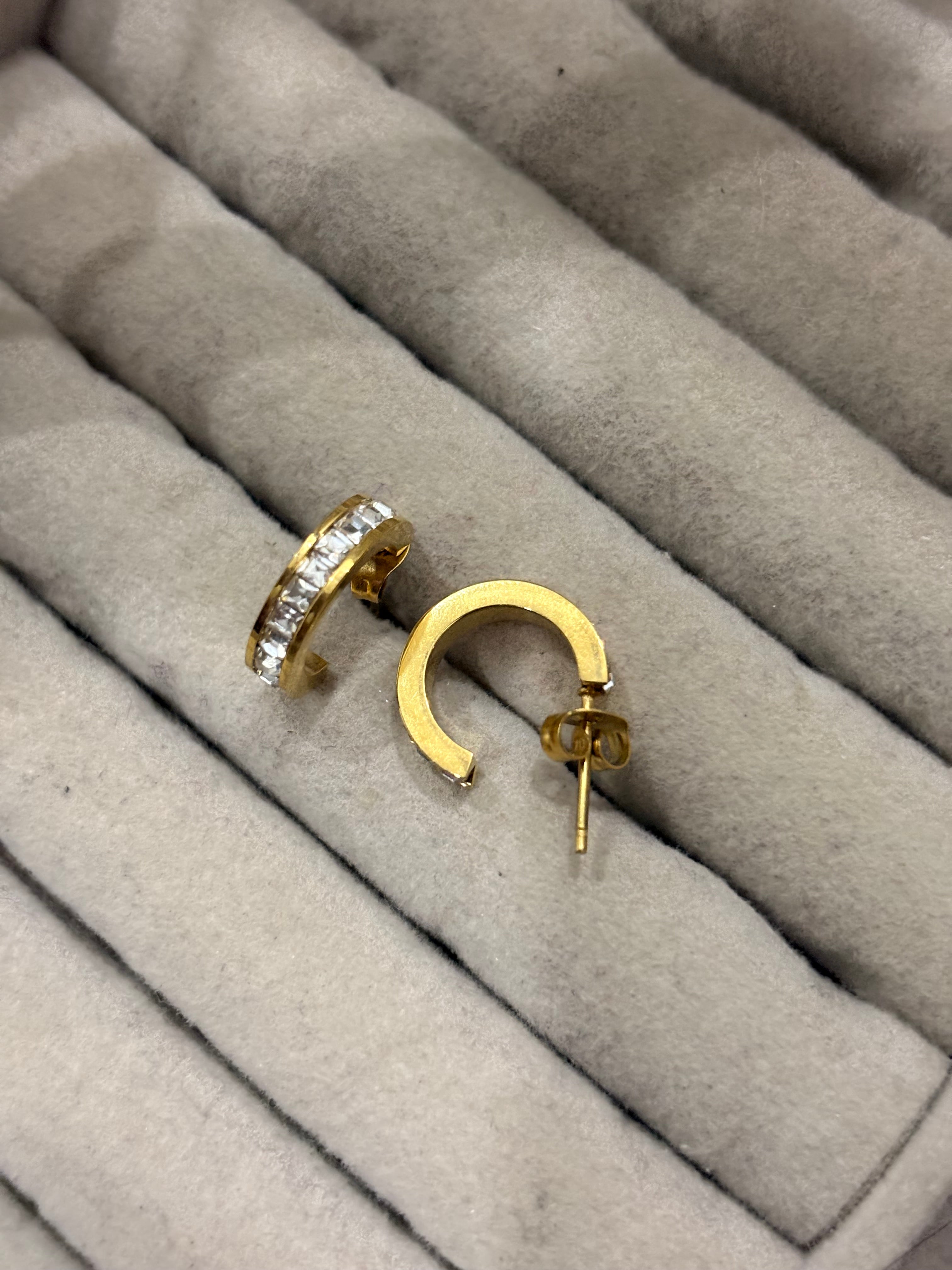Shiny C Stud Earrings | Minimalist Curved Gold Studs