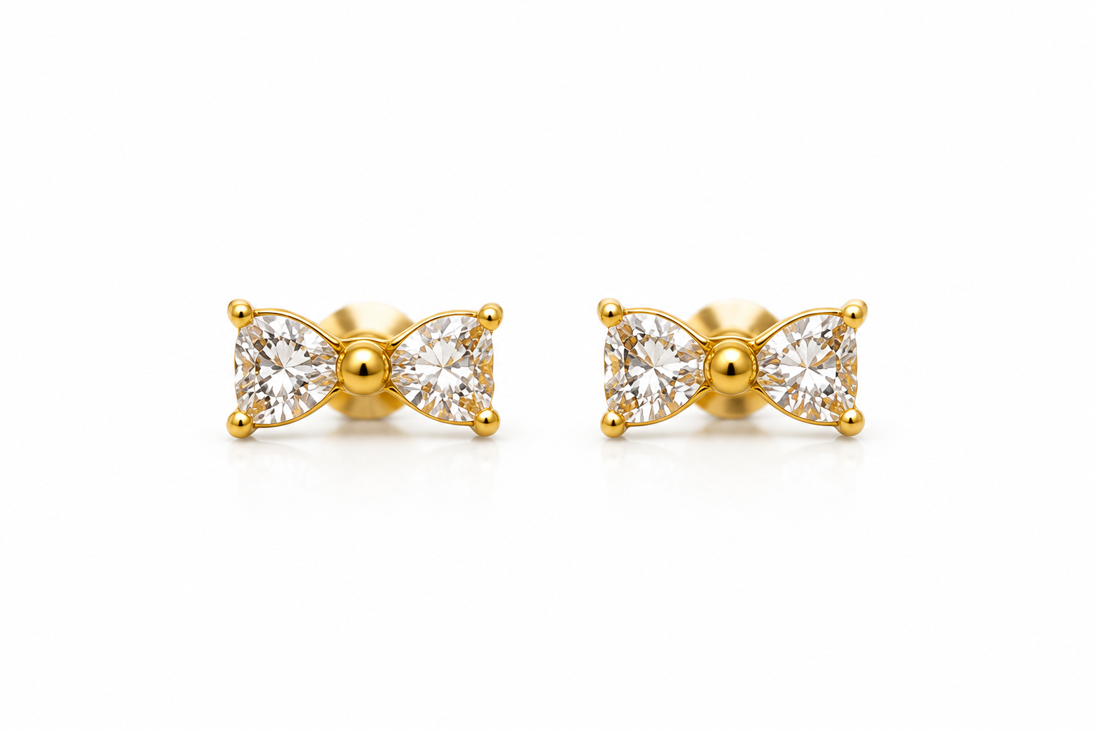Minimal Bow Stud Earrings | Dainty Gold Bow Studs for Women