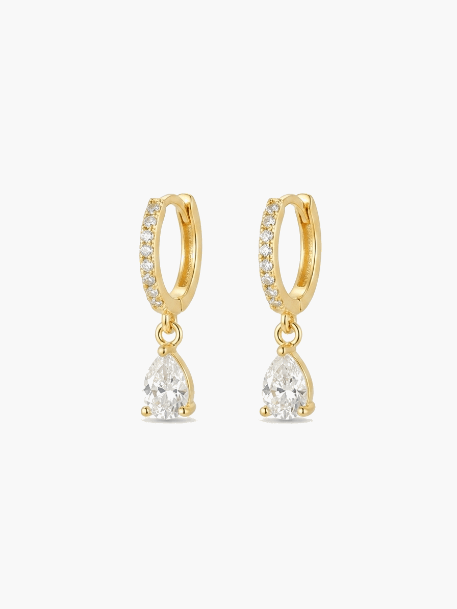 Shiny Drop Dangler Earrings | Teardrop Gold Dangle Earrings