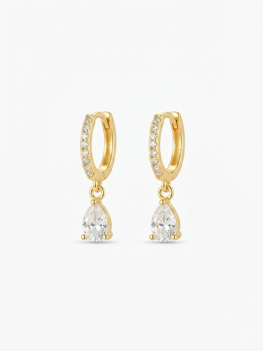 Shiny Drop Dangler Earrings | Teardrop Gold Dangle Earrings