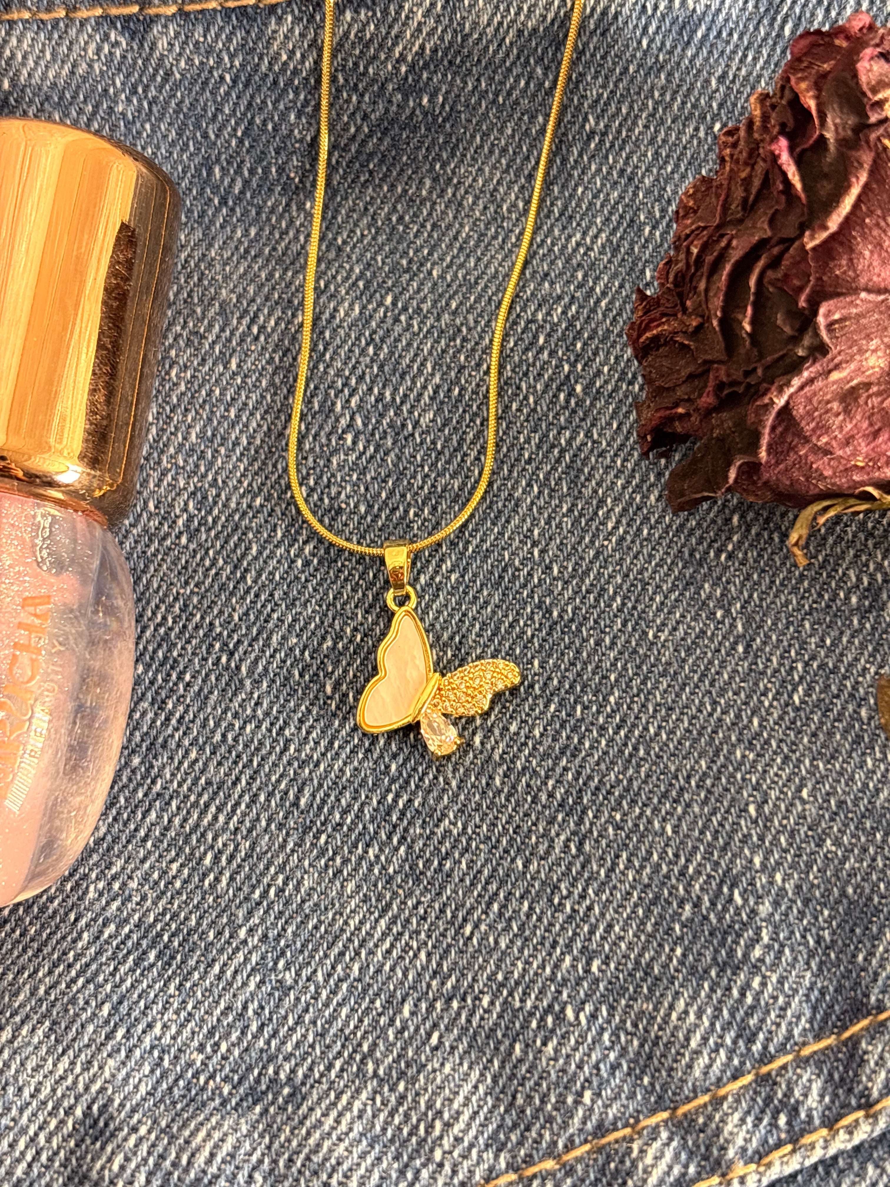Shiny Butterfly Pendant Necklace