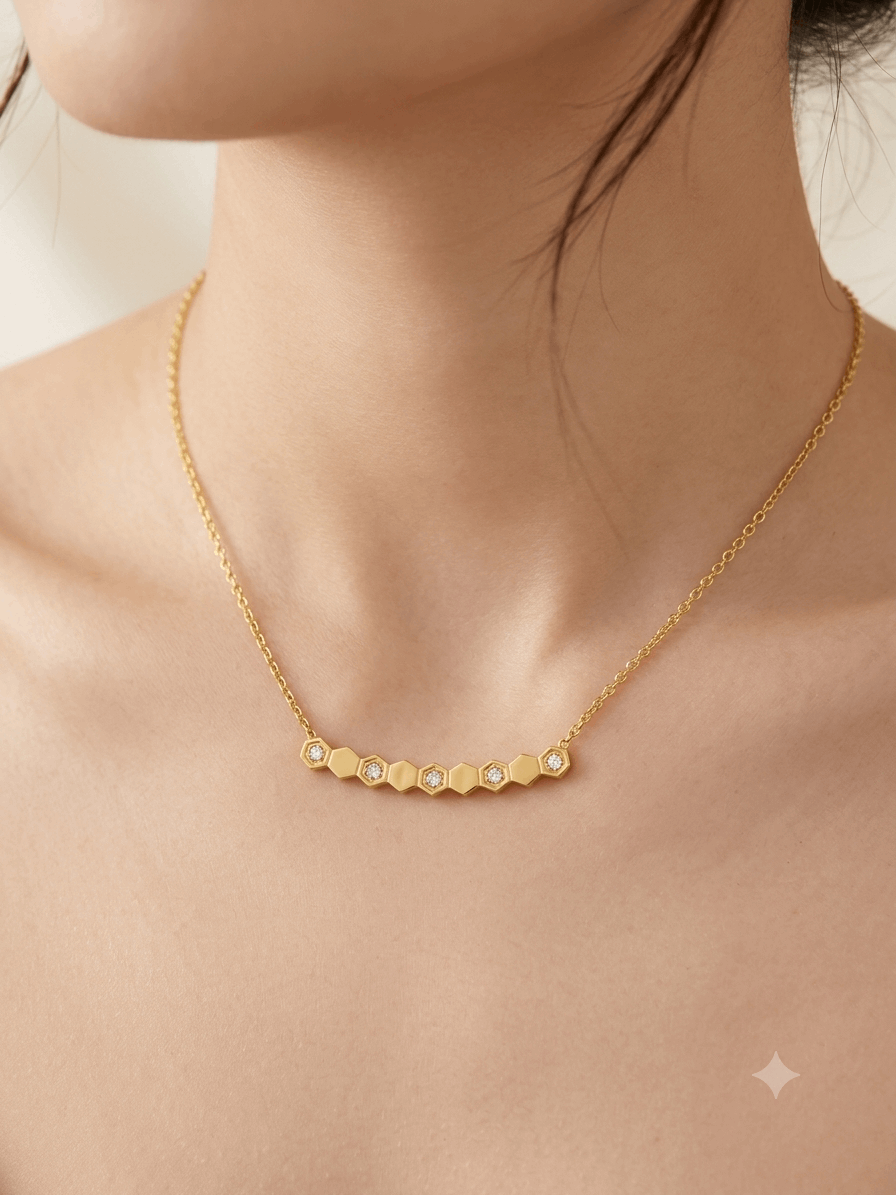 Honeycomb Shine Geometric Necklace