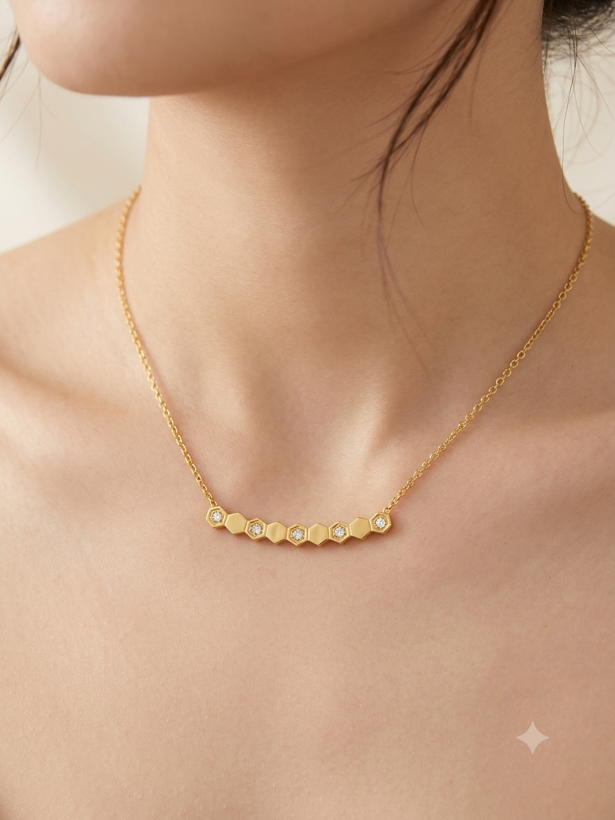 Honeycomb Shine Geometric Necklace