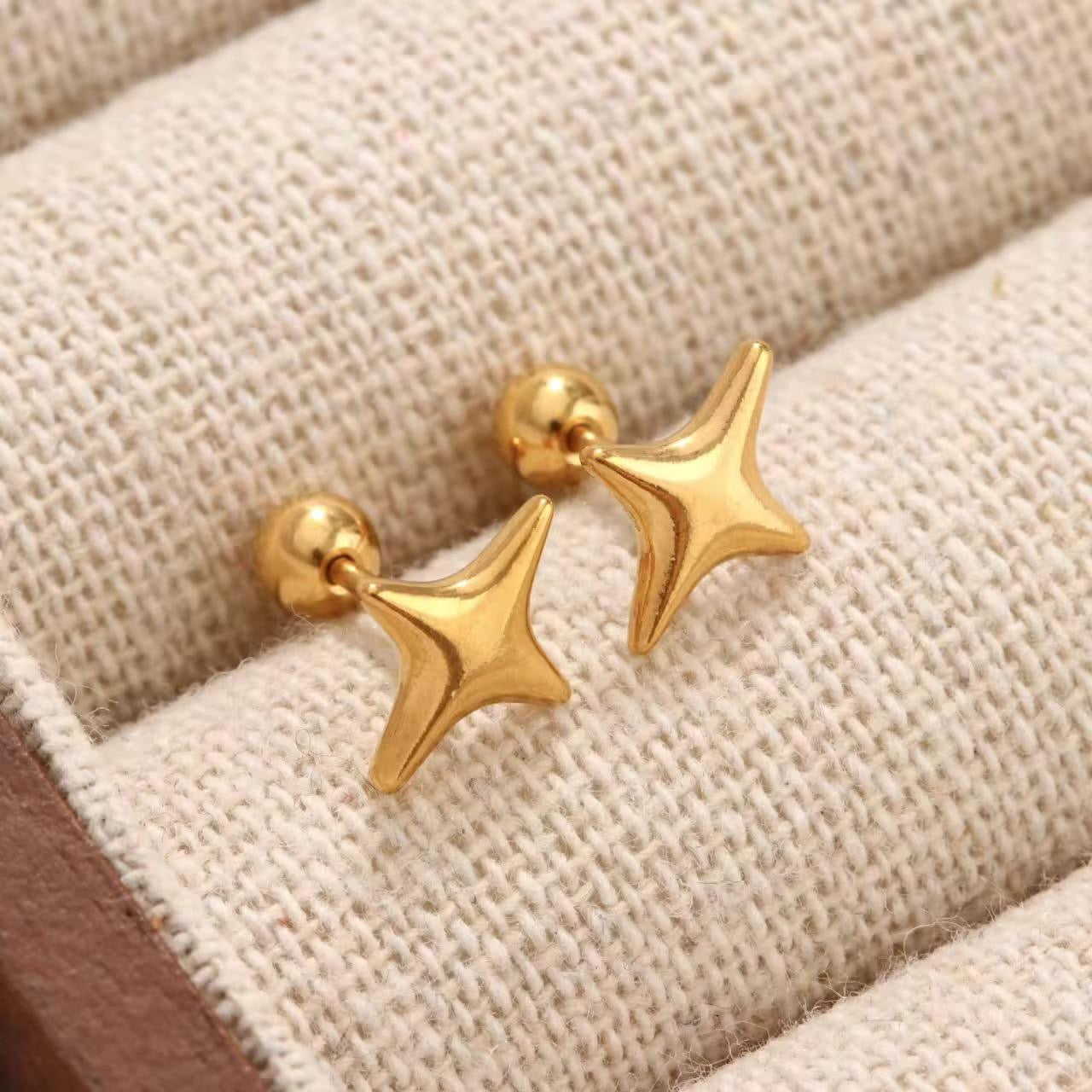 Sparkle Shine Stud | Gold Stainless Steel Earrings (Pair)