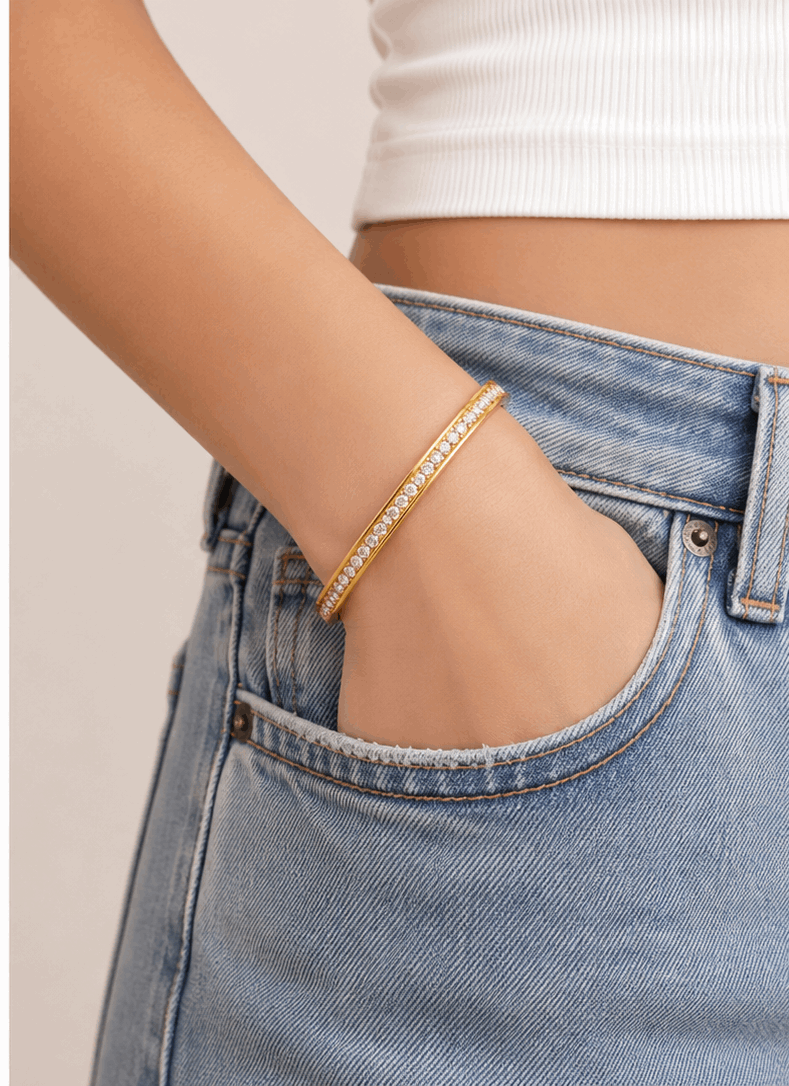 Ultra Shine Petite Kada | Gold Stainless Steel Bangle | 14cm & Above