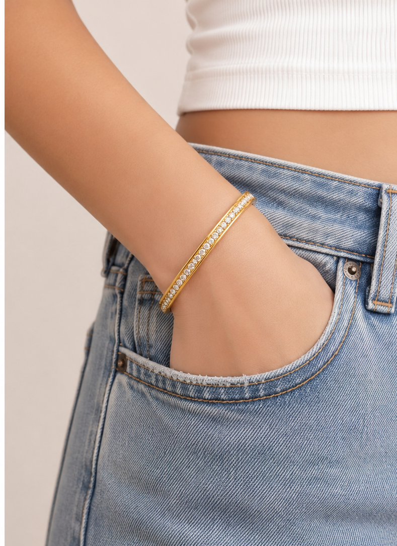 Ultra Shine Petite Kada | Gold Stainless Steel Bangle | 14cm & Above