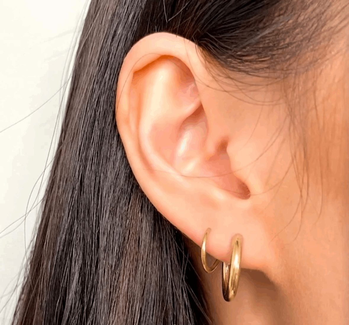 Illusion Earrings | Double-Piercing Effect Gold Stud Earrings
