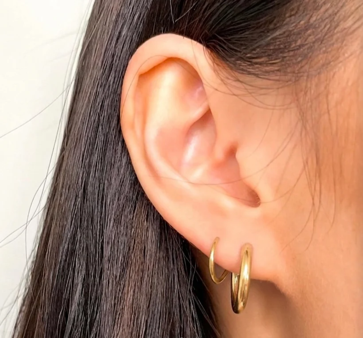 Illusion Earrings | Double-Piercing Effect Gold Stud Earrings