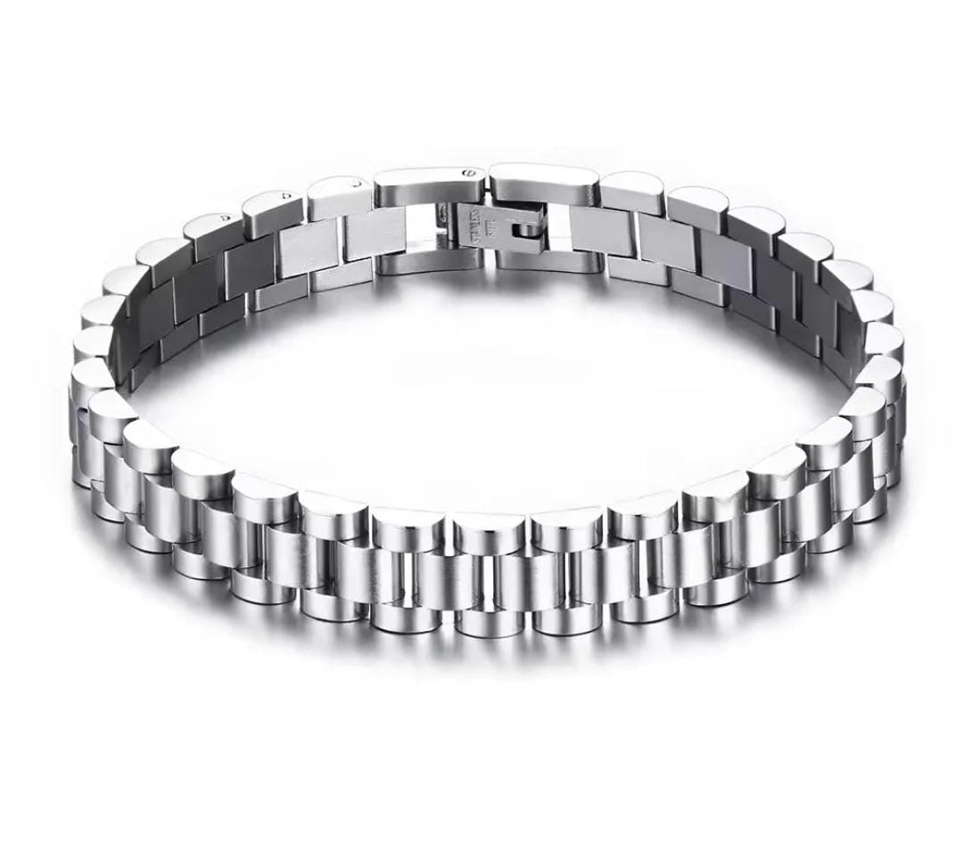 Silver Watch Strap Bracelet – Unisex Metallic Chain Wrist Accessory
