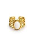 Pearl Aura Ring – Adjustable Pearl-Accent Gold Ring