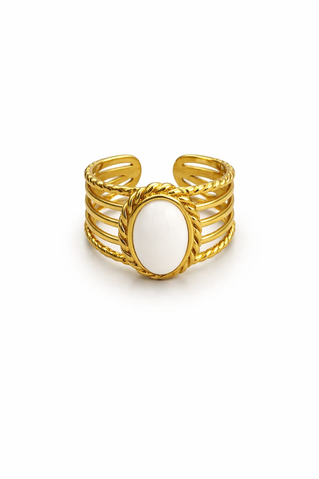 Pearl Aura Ring – Adjustable Pearl-Accent Gold Ring