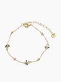 Minimal Tulip Bracelet – White & Green Enamel | Floral Charm Bracelet