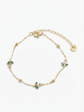Minimal Tulip Bracelet – White & Green Enamel | Floral Charm Bracelet