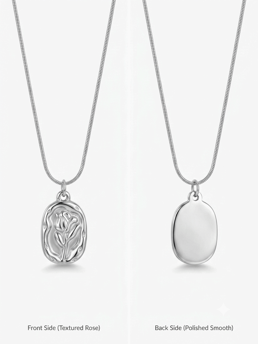Silver Tulip Bar Necklace | Floral Minimalist Jewellery