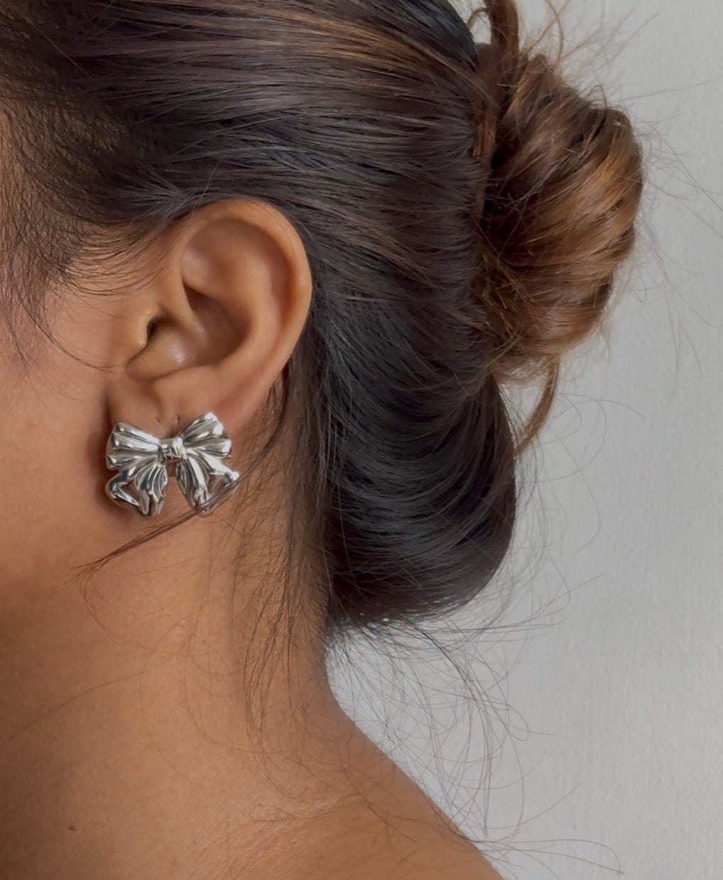 Silver Bow Earrings | Stainless Steel