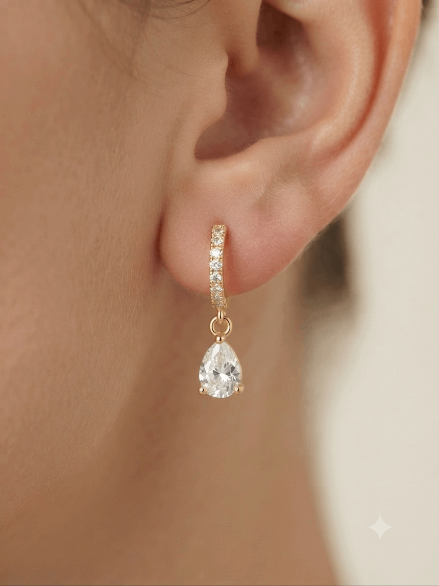 Shiny Drop Dangler Earrings | Teardrop Gold Dangle Earrings