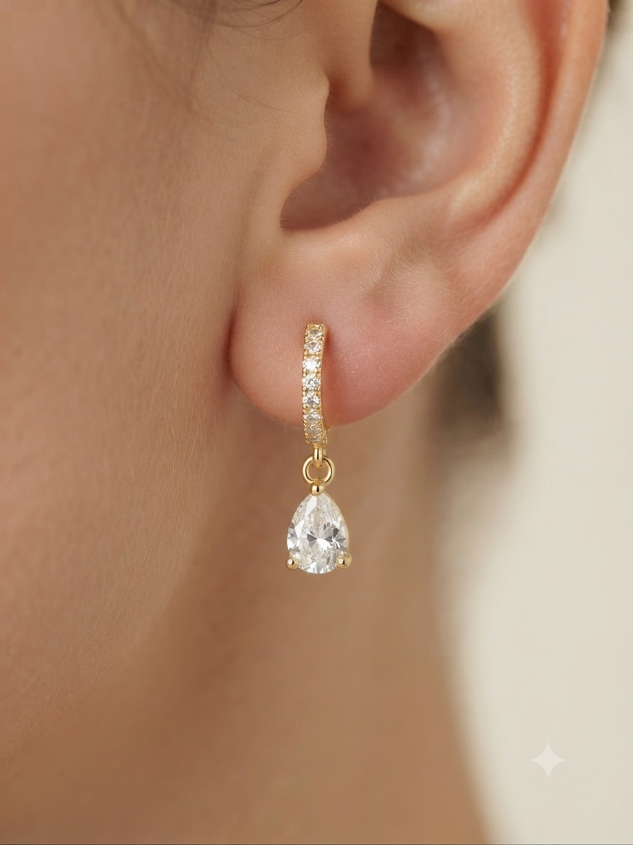 Shiny Drop Dangler Earrings | Teardrop Gold Dangle Earrings