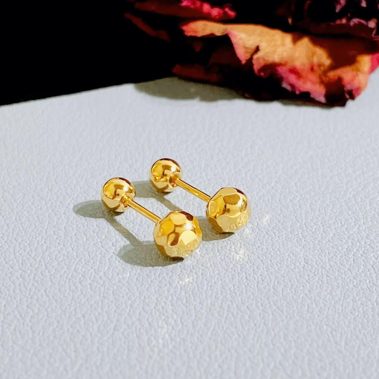 Golden Ball Stud | Classic Gold Stainless Steel Earrings (Pair)