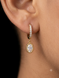 Shiny Oval Dangler Earrings | Polished Gold Oval Drop Earrings