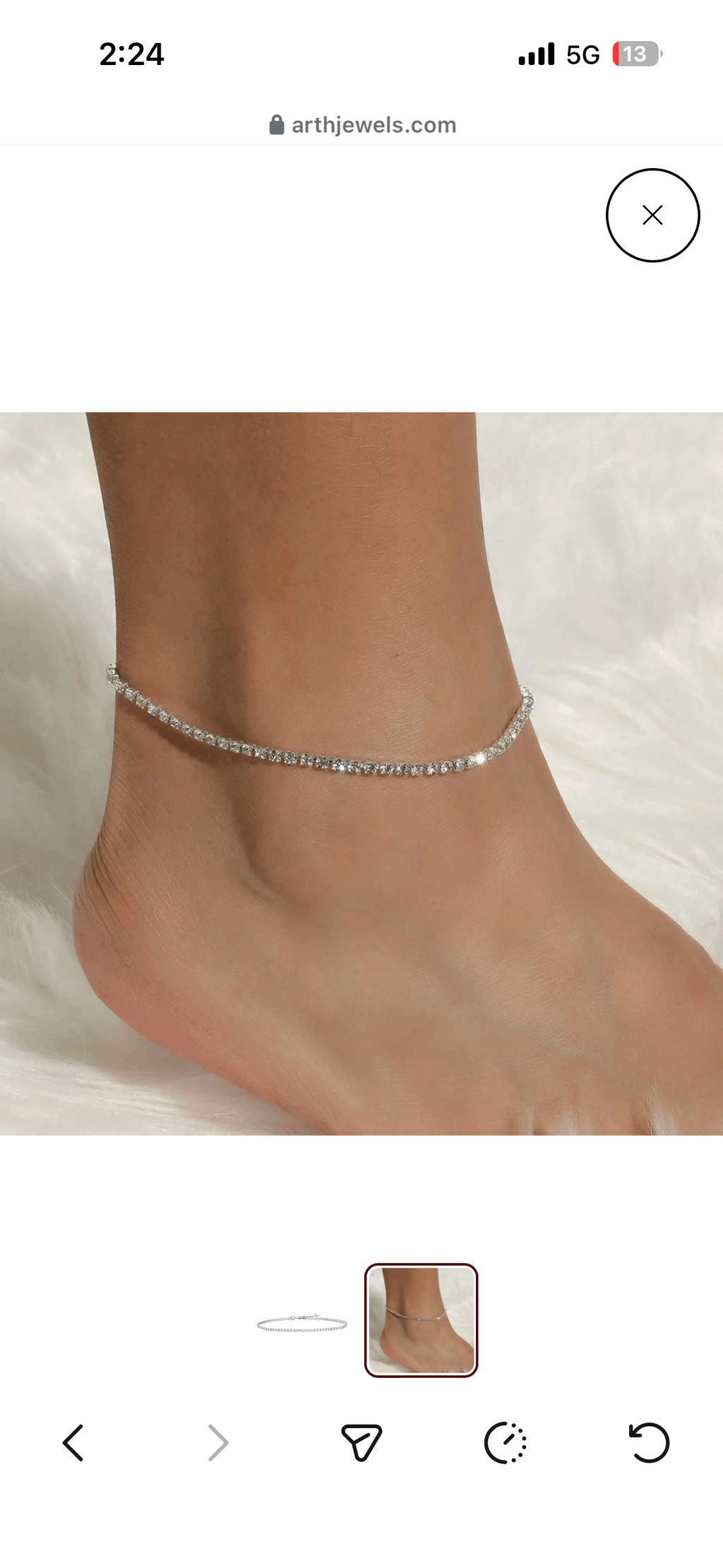 Diamond Line Anklet | Sparkling Crystal Chain Anklet for Women