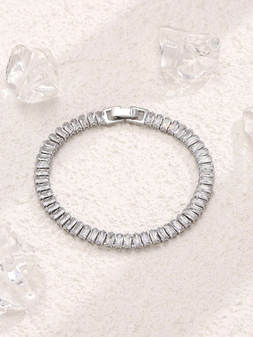 Silver Ice Tennis Bracelet – Unisex Crystal Wrist Bracelet