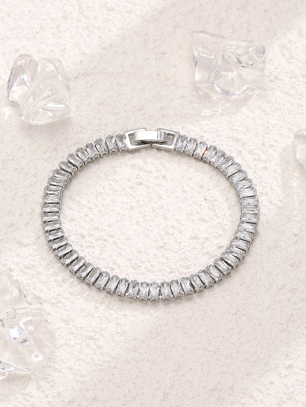 Silver Ice Tennis Bracelet – Unisex Crystal Wrist Bracelet