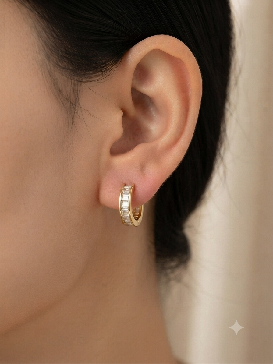 Shiny C Stud Earrings | Minimalist Curved Gold Studs