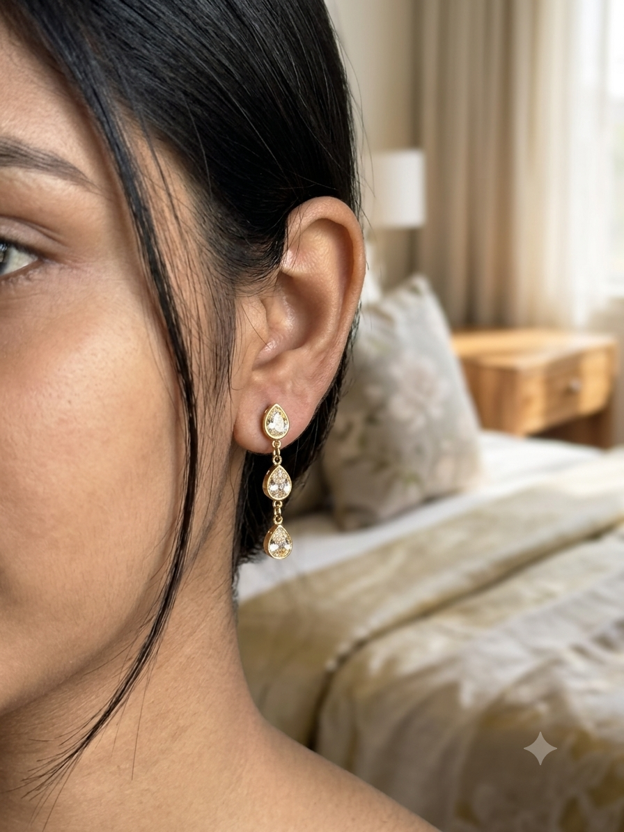 Droplets Earrings | Delicate Multi-Drop Gold Dangle Earrings