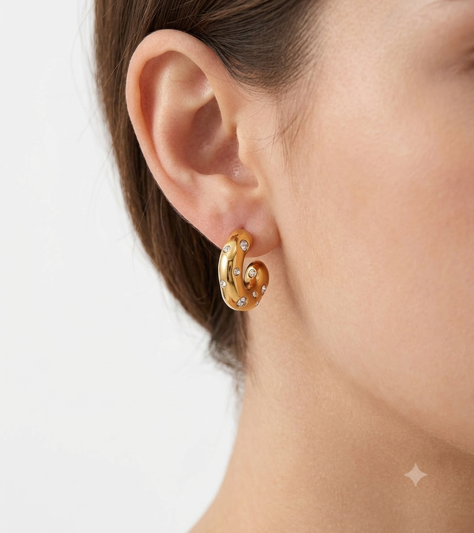 Statement Curve Stud Earrings | Bold Curved Gold Statement Studs