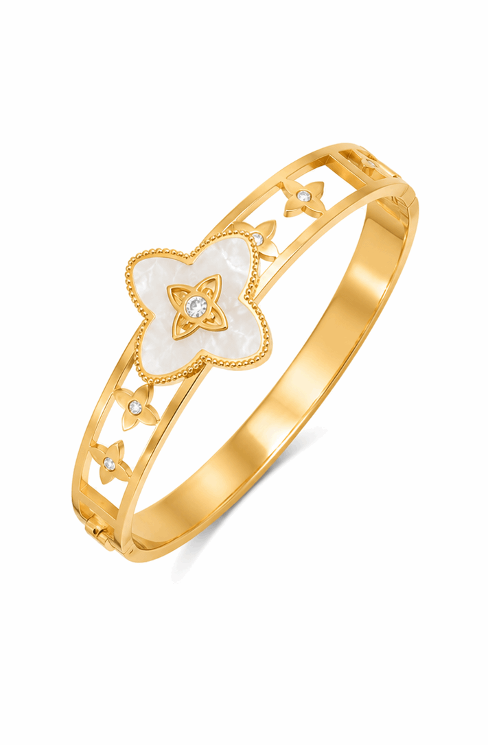 White Clover Kada | Elegant Artificial Bracelet
