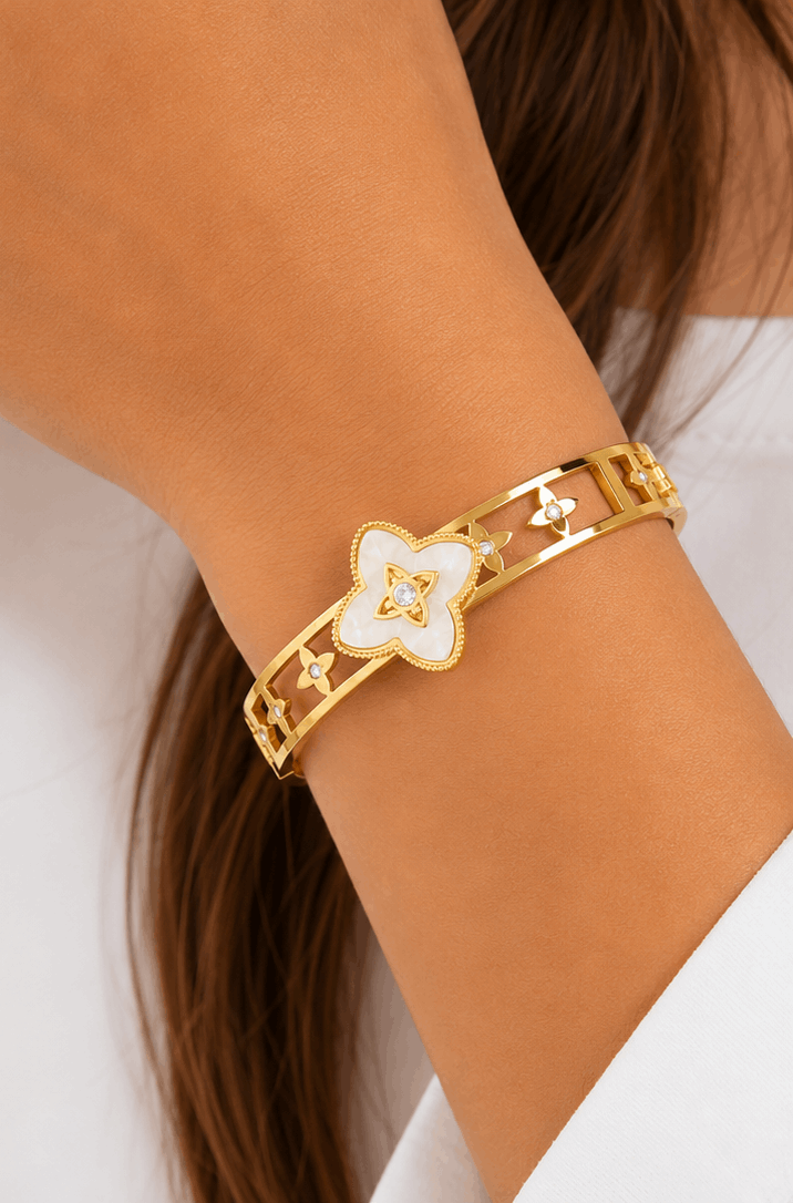 White Clover Kada | Elegant Artificial Bracelet