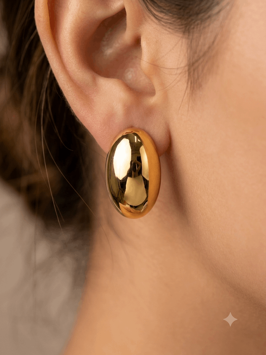 Goldy Oval Stud Earrings | Classic Polished Gold Oval Studs