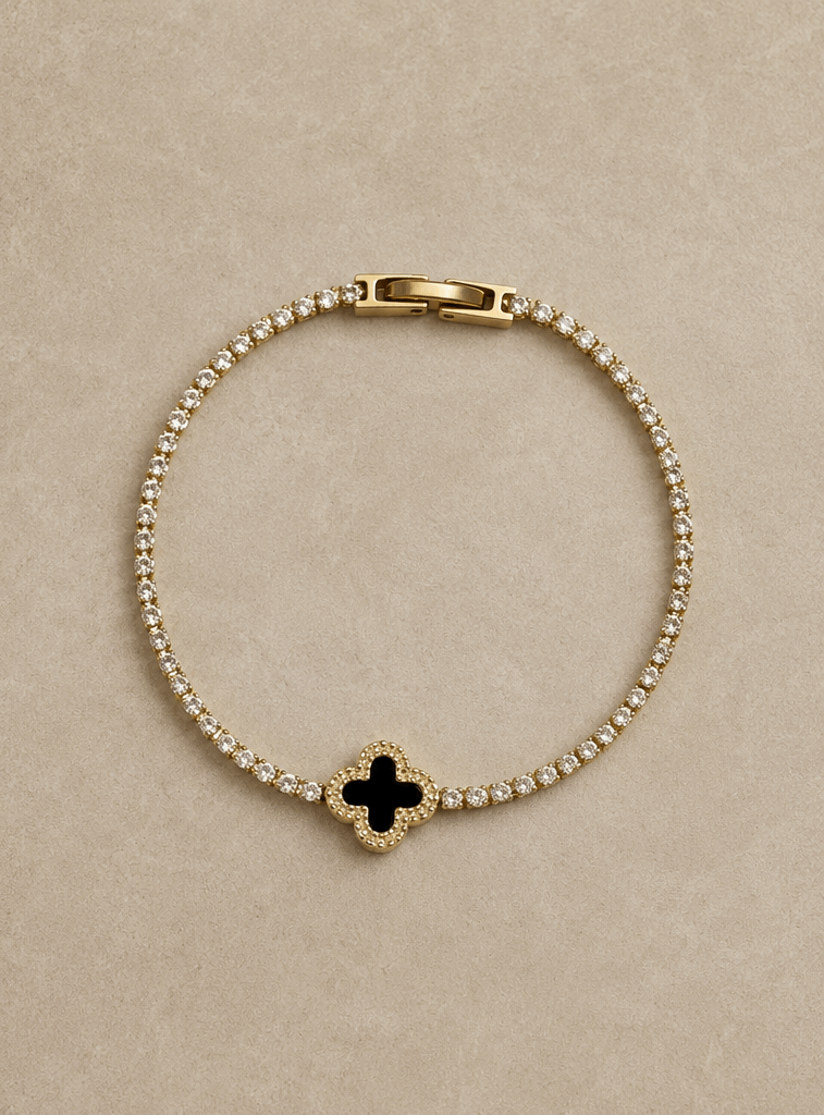 Clover Shine Tennis Bracelet – Unisex Lucky Clover Crystal Bracelet