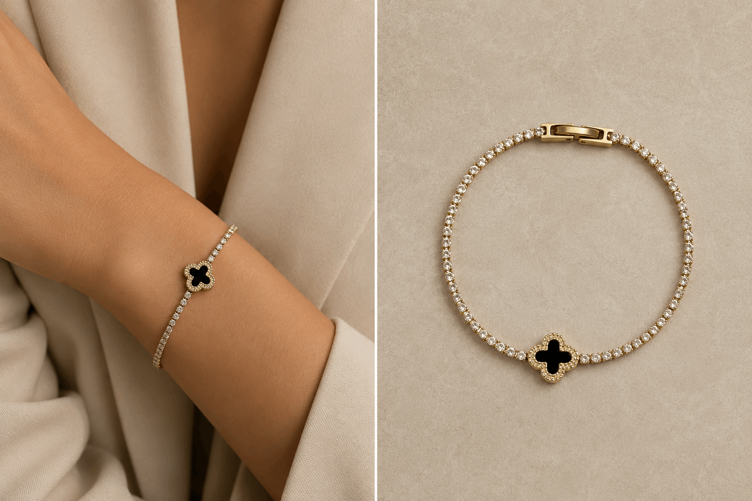 Clover Shine Tennis Bracelet – Unisex Lucky Clover Crystal Bracelet