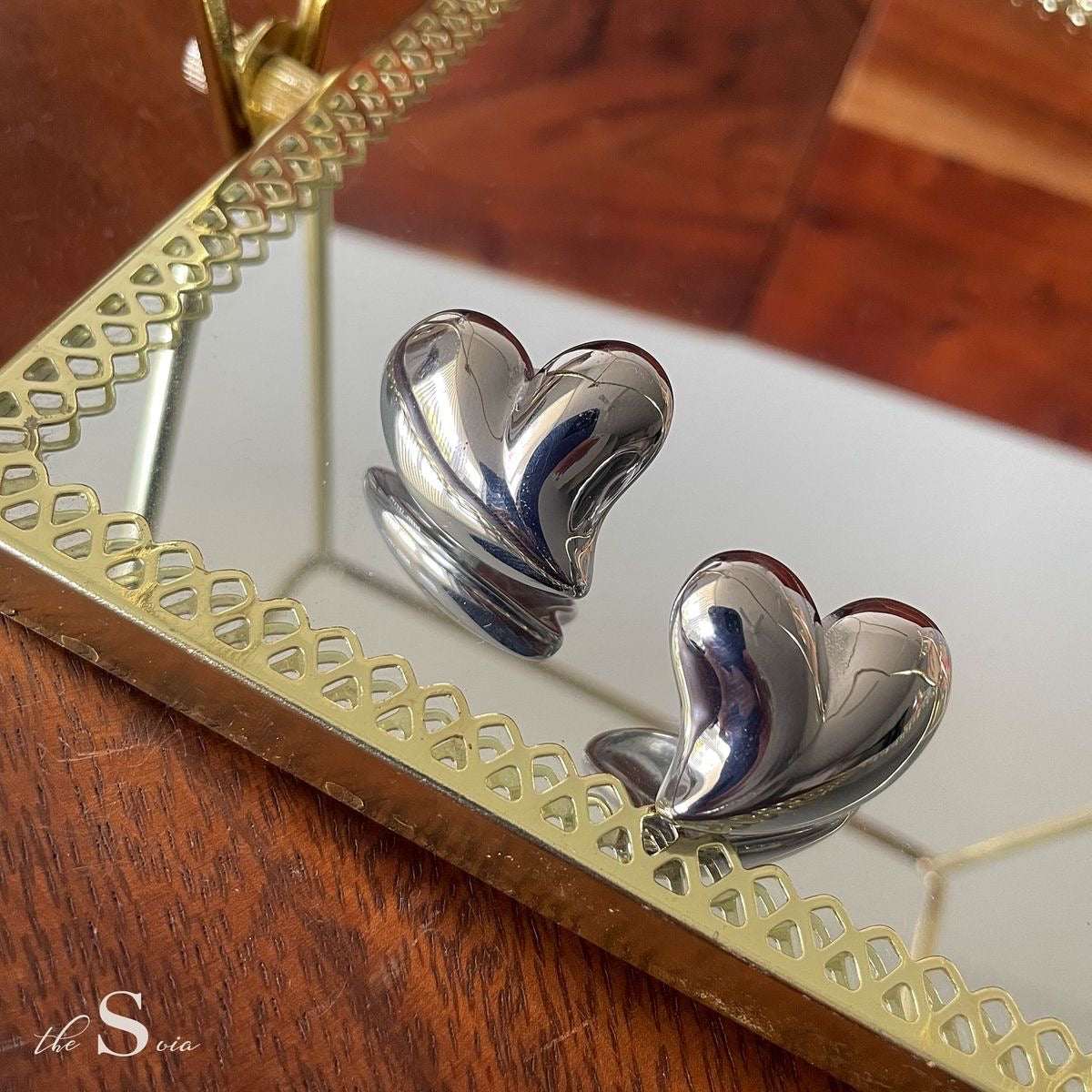 Silver Chunky Heart Earrings | Stainless Steel