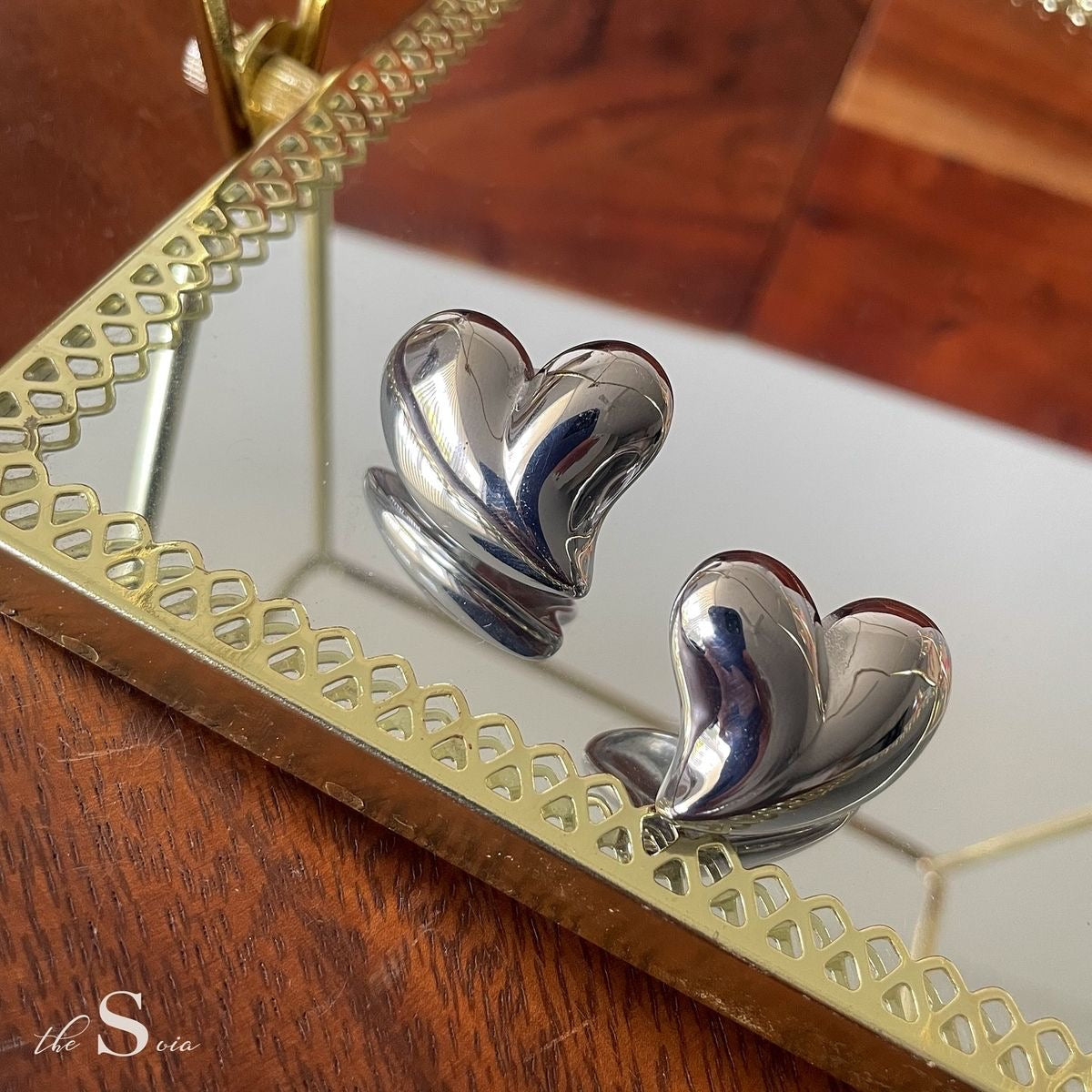 Silver Chunky Heart Earrings | Stainless Steel