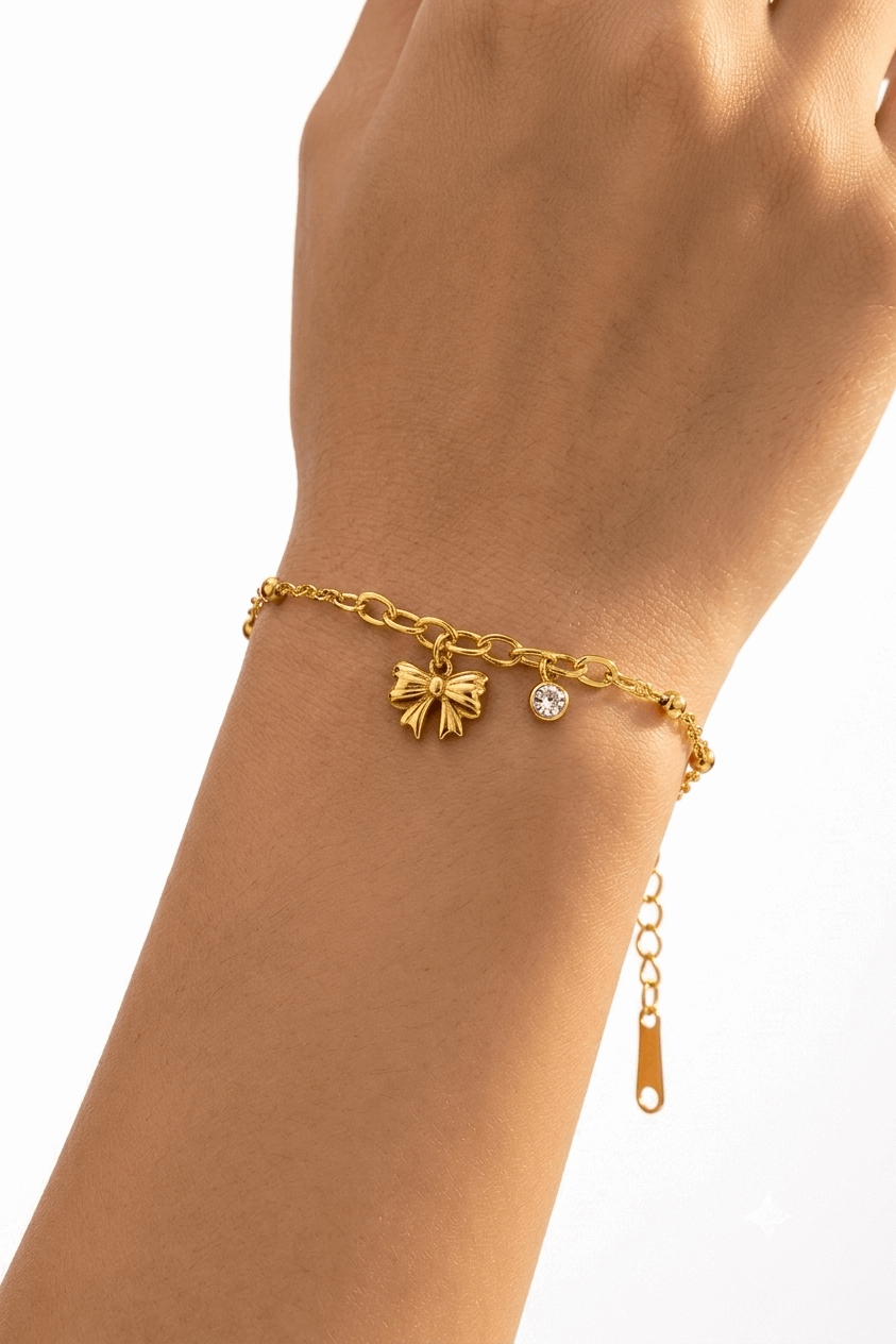 Bow Charm Gold Bracelet