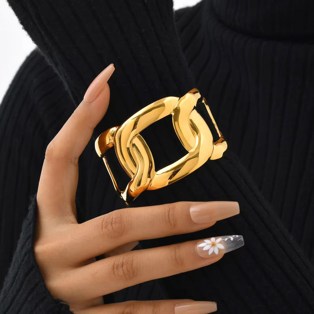 Chunky Chain Cuff | Bold Adjustable Gold Chain Bracelet