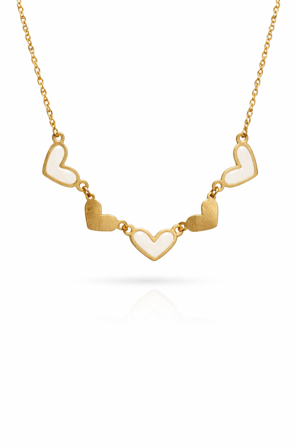 White Heart Link Necklace | Romantic Heart Chain Jewellery