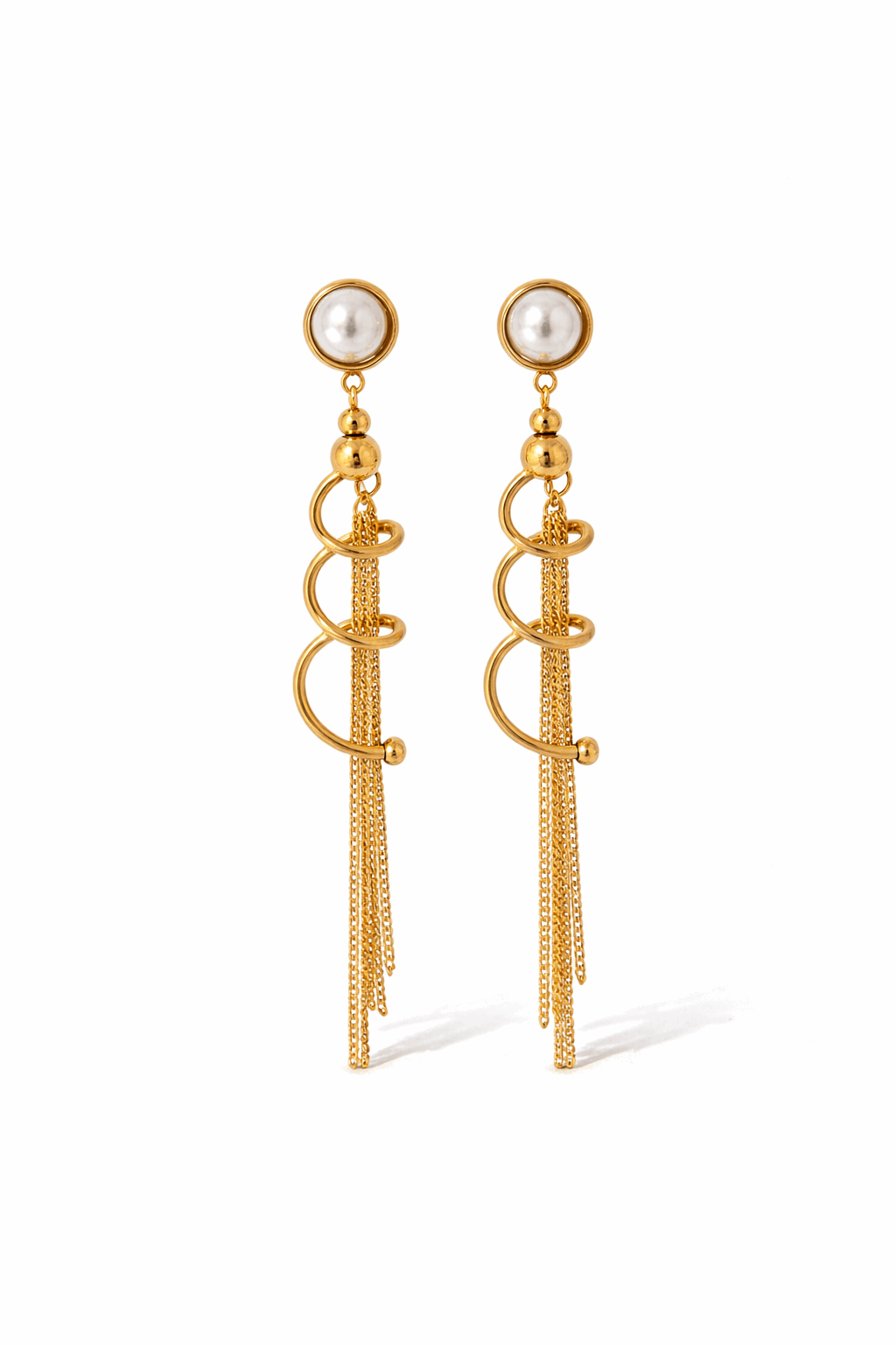 Pearl Spiral Drop Earrings | Twisted Faux Pearl Dangle Earrings