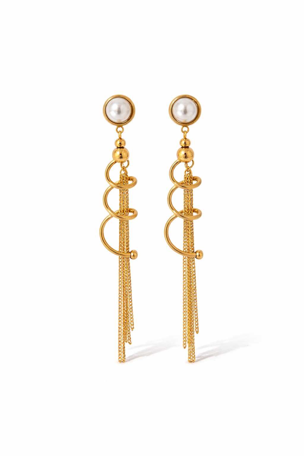 Pearl Spiral Drop Earrings | Twisted Faux Pearl Dangle Earrings