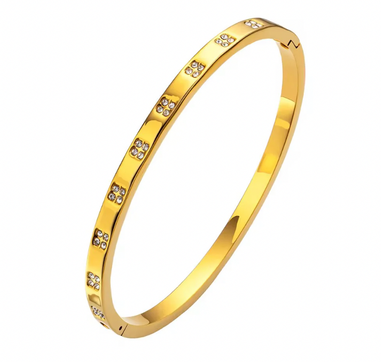Slim Shiny Aura Petite Kada | Gold Stainless Steel Bangle | 14cm & Above
