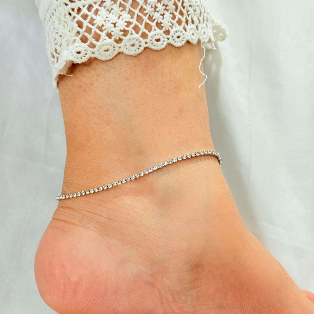 Diamond Line Anklet | Sparkling Crystal Chain Anklet for Women