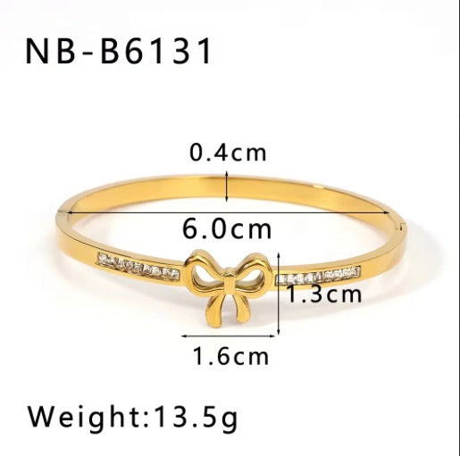 Pretty Bow Petite Kada | Gold Stainless Steel Bangle | 14cm & Above