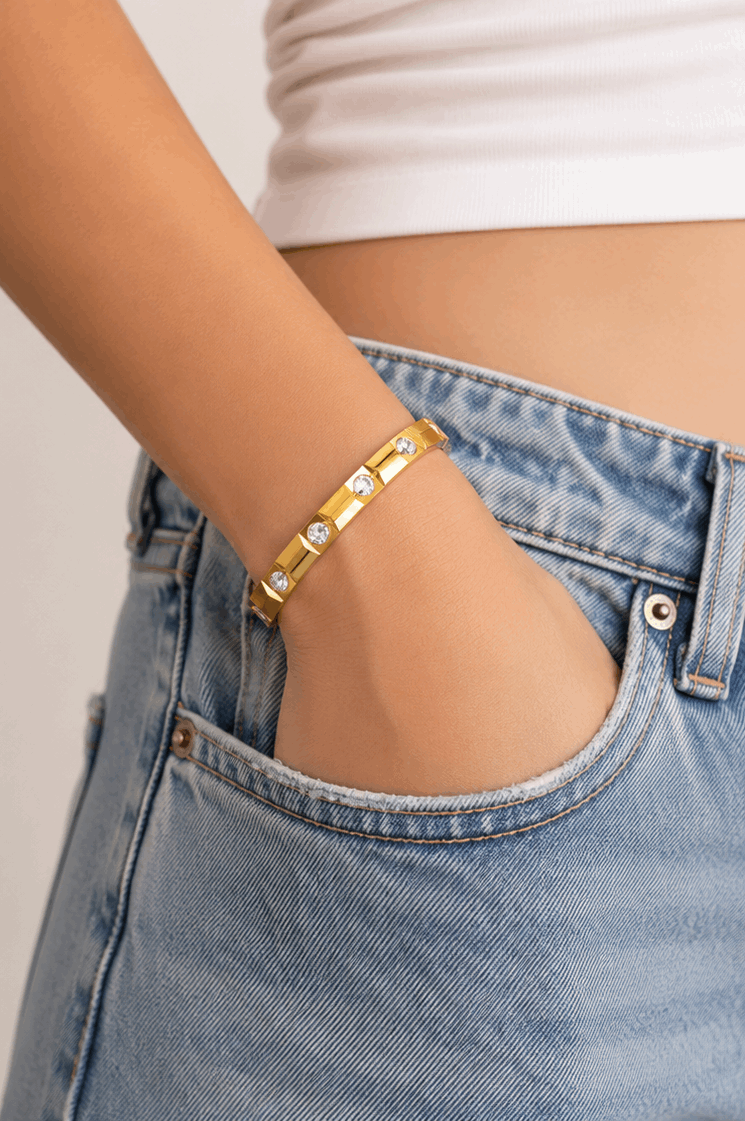 Shiny Gloss Petite Kada | Gold Stainless Steel Bangle | 14cm & Above