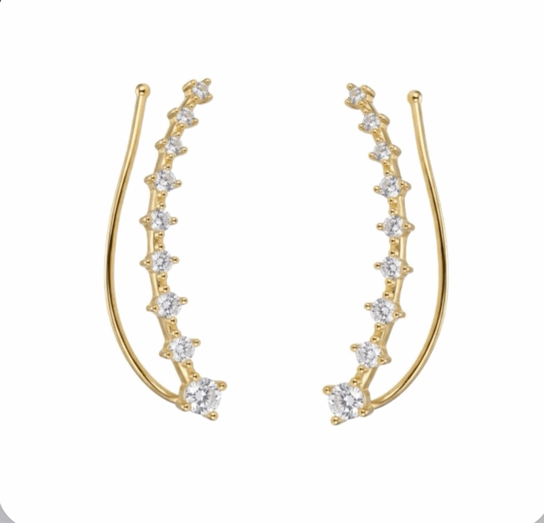 Kia Curve Clip-On Earrings | Elegant Curved Drop Earrings – No Piercing Needed