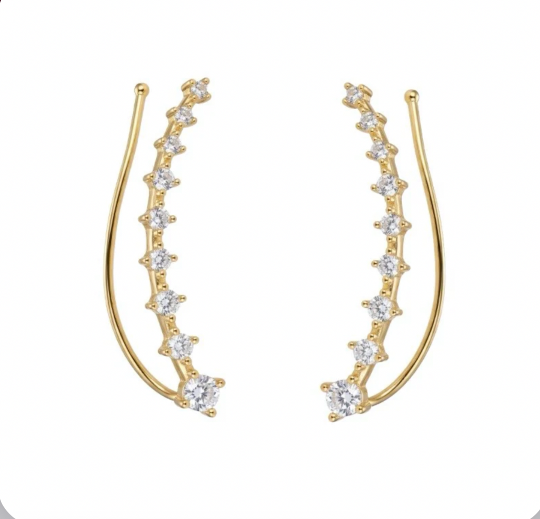 Kia Curve Clip-On Earrings | Elegant Curved Drop Earrings – No Piercing Needed