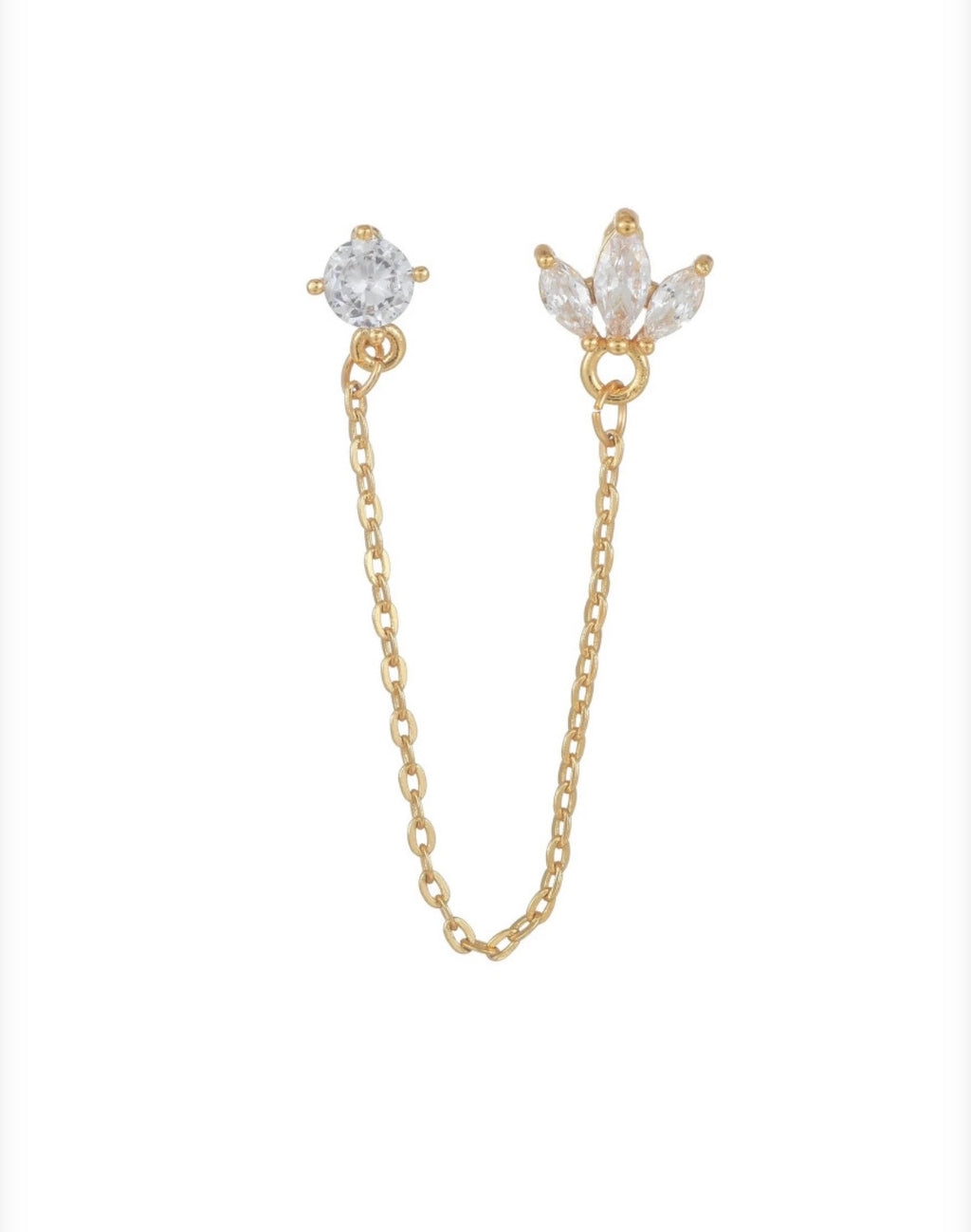 Shine to Leaf Link | Gold Stainless Steel Linked Earrings (Pair)